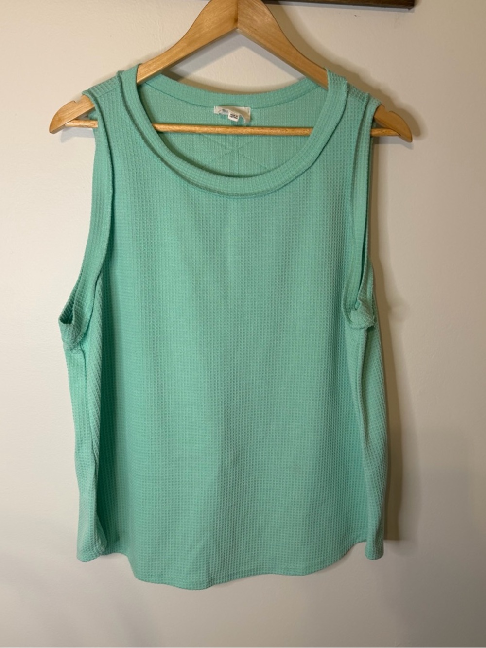 Andrée by Unit Mint Green Waffle Knit Tank Top‎ XL Sleeveless Oversized Casual